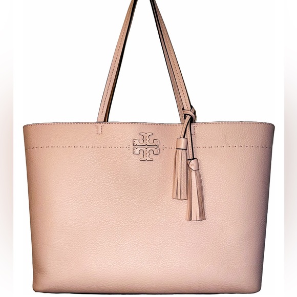 Tory Burch Large Pink McGraw Tote Bag - Picture 1 of 16
